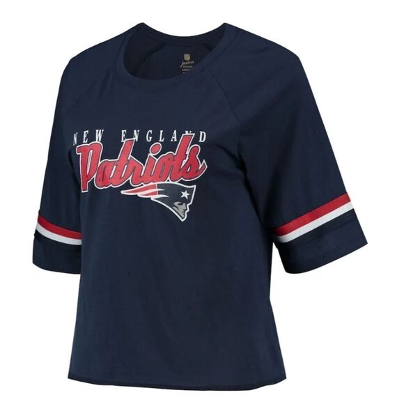 NFL Juniors New England Patriots Burnout Raglan Half Sleeve T-Shirt #2 - Picture 6 of 6